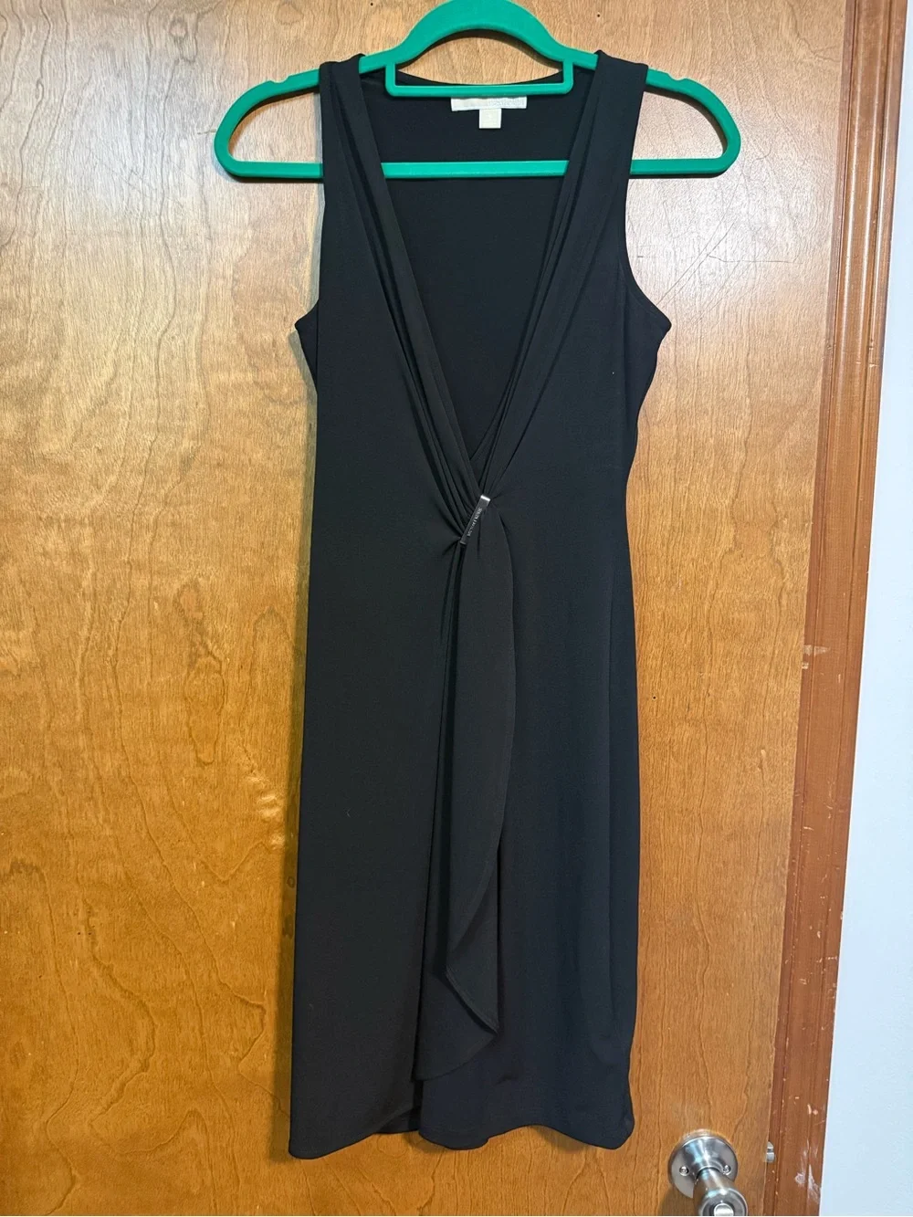Michael Kors Black Twist-Front Midi Dress